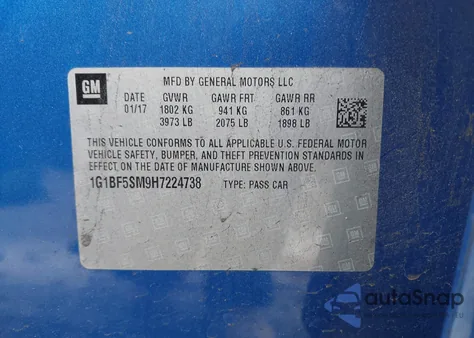 2017 Chevrolet Cruze Premier Auto z USA, uszkodzony, nr VIN 1G1BF5SM9H7224738